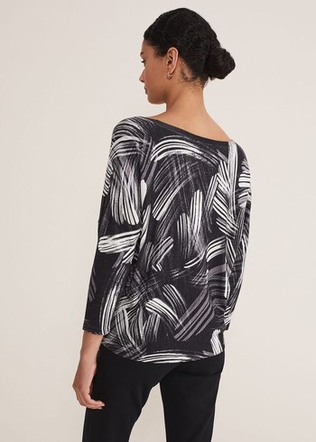 Phase Eight Adara Linear Zip Neck Print Knitwear Black/Multicolor Canada | IJHEMT-372